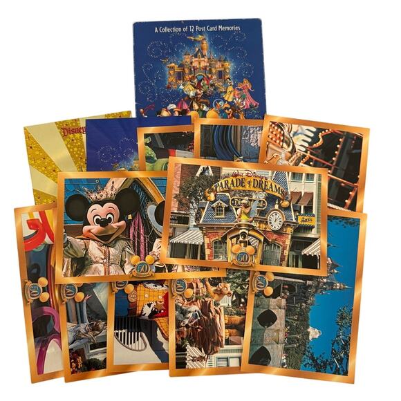 12 RARE New Vintage 50th Anniversary Disneyland Post Cards Collectors w/Box - Picture 1 of 5
